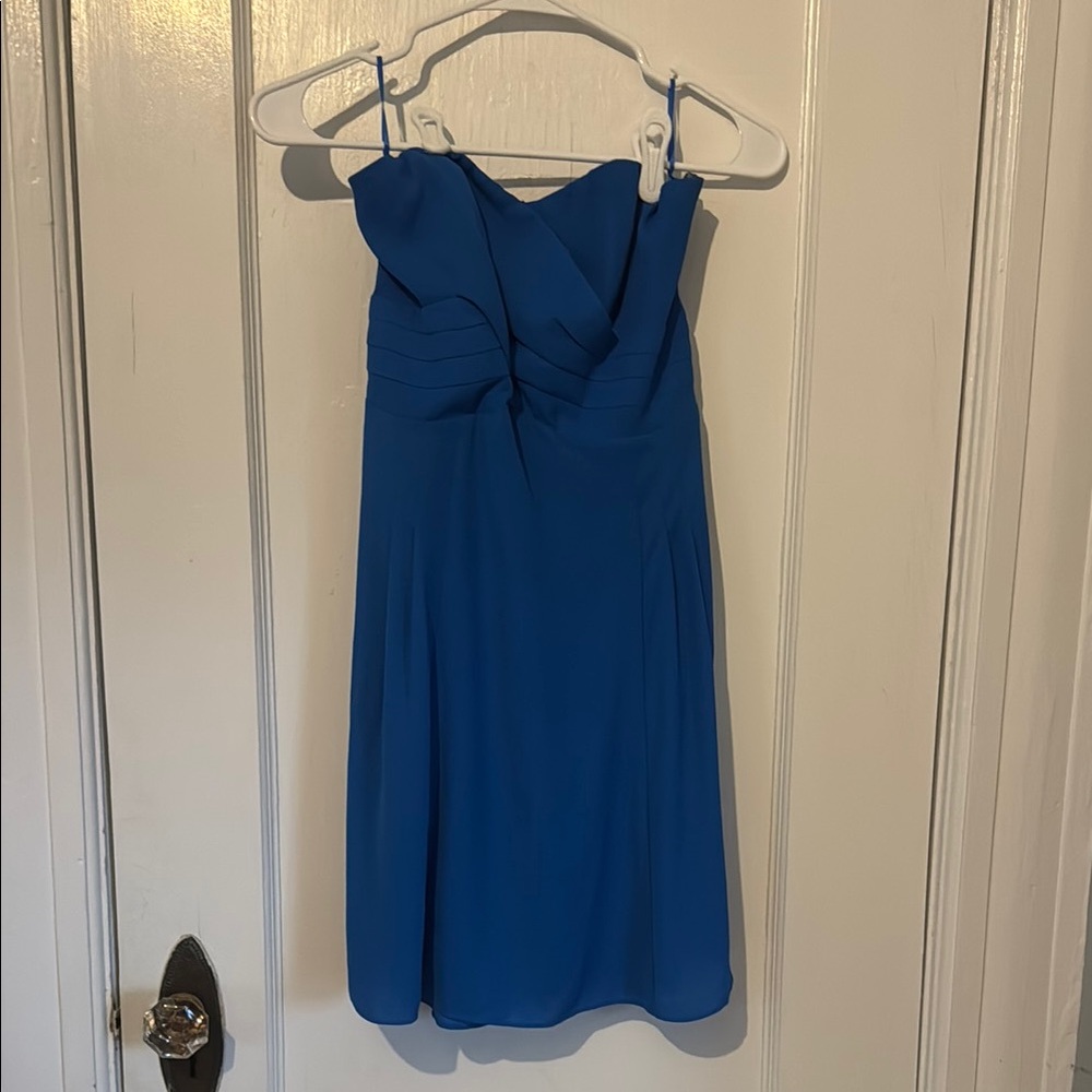 Express Strapless Dress in Vibrant Blue